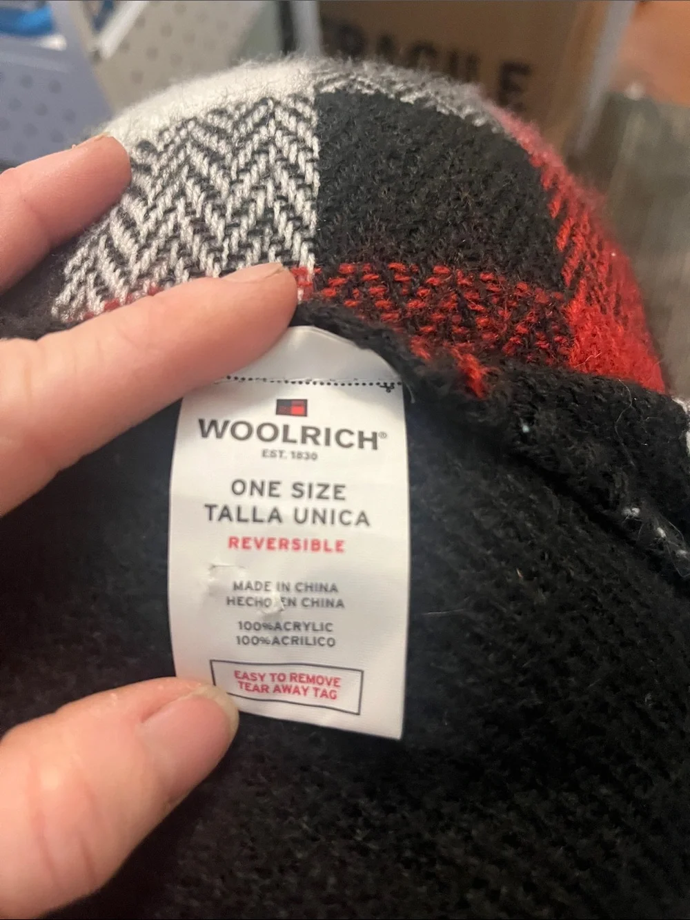 Plaid Knit Wrap Scarf - Red, Black & White reversible perfect for traveling S35
